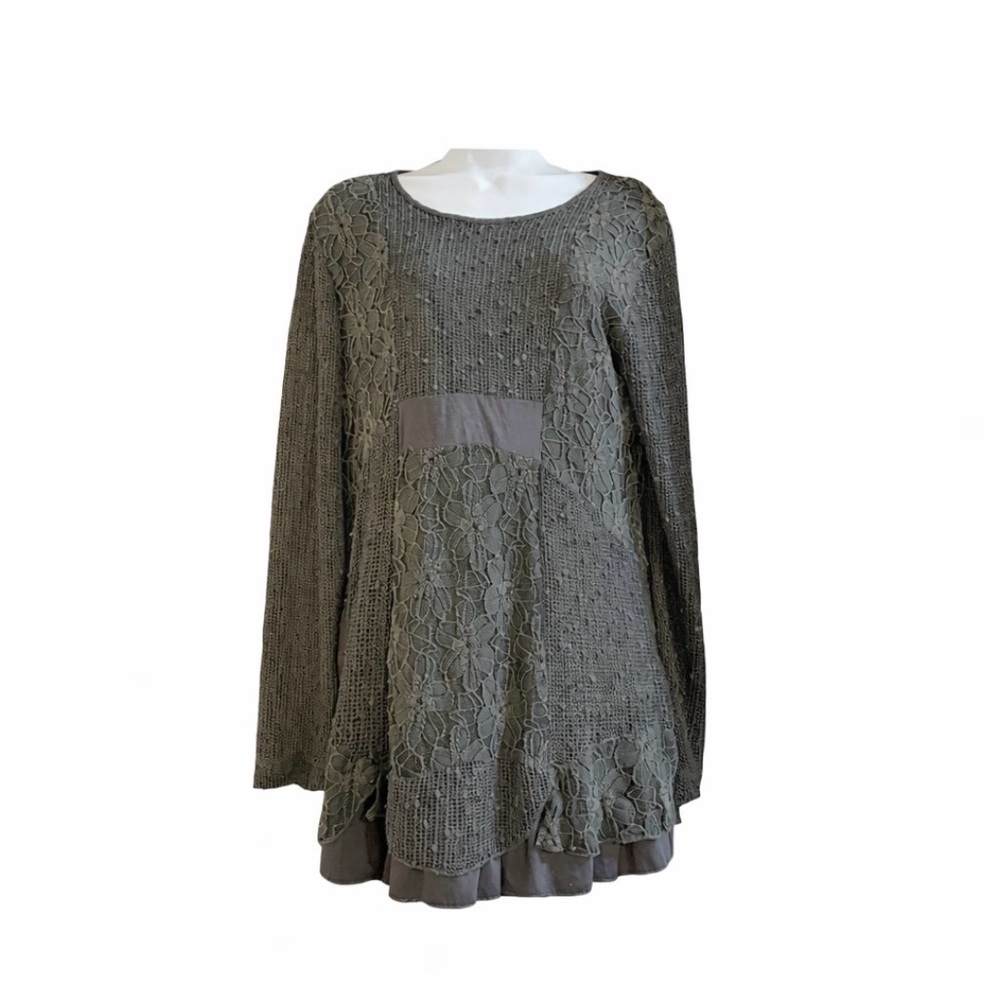 Elegant Lace Indigo Soul Overlay Tunic‎ Size Medium